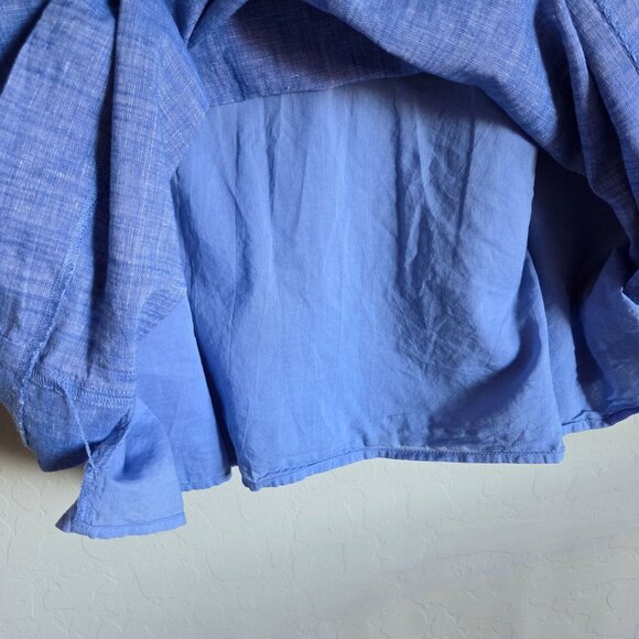 Talbots Linen Blend Floral Embroidered Chambray Shift Dress Blue Size Women's 16 - Picture 8 of 10